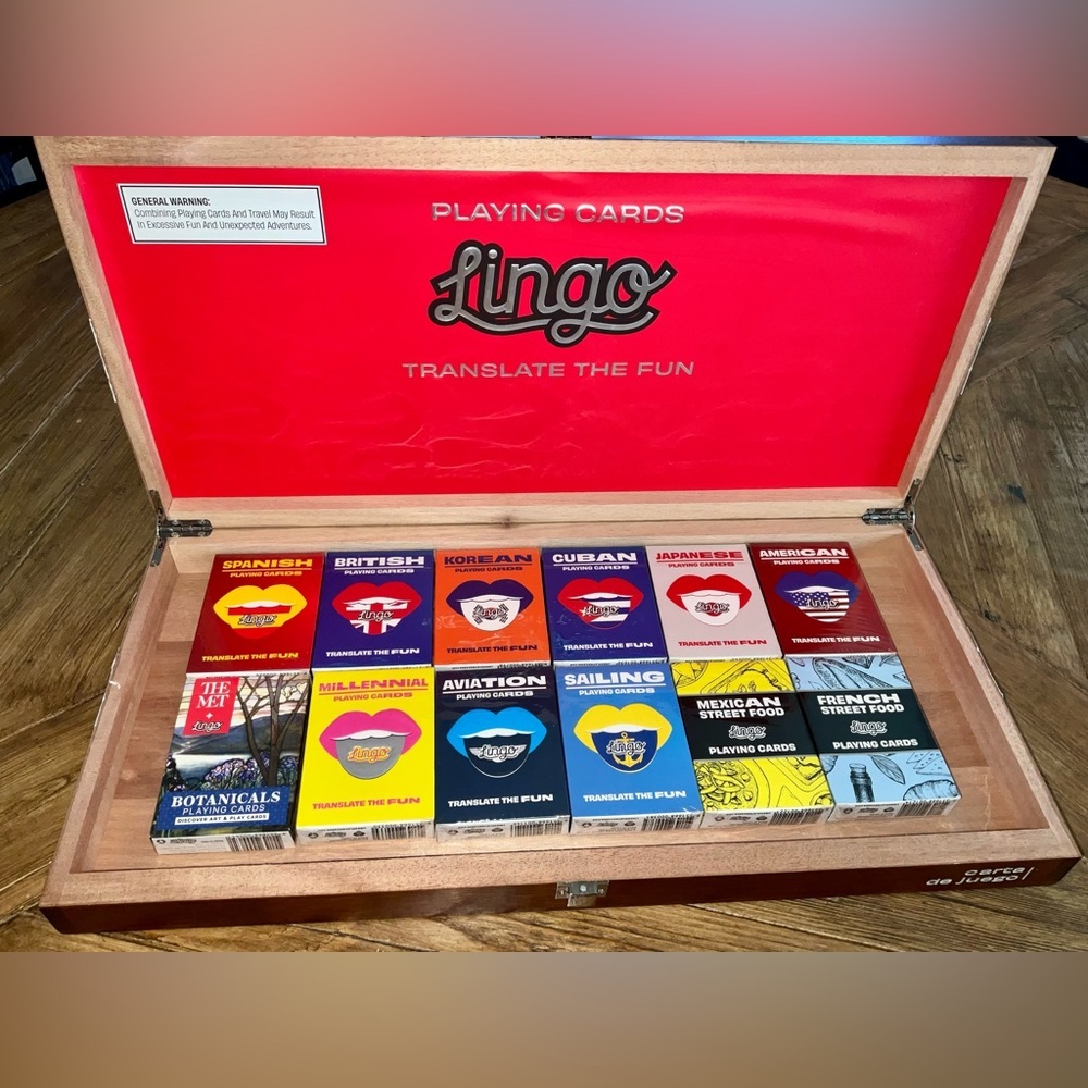 Lingo display box with 12 sealed card sets included - Unique gift